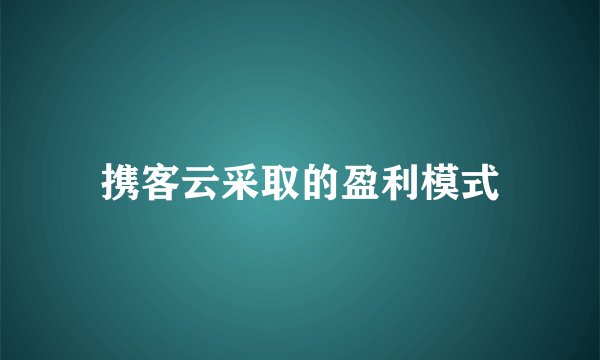 携客云采取的盈利模式