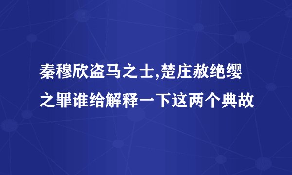 秦穆欣盗马之士,楚庄赦绝缨之罪谁给解释一下这两个典故
