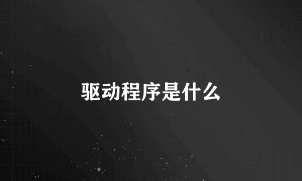 驱动程序是什么