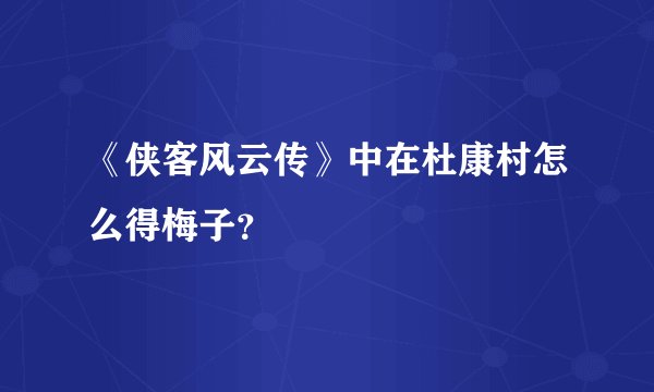 《侠客风云传》中在杜康村怎么得梅子？