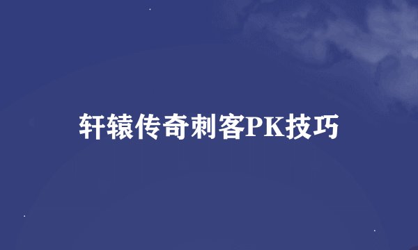 轩辕传奇刺客PK技巧