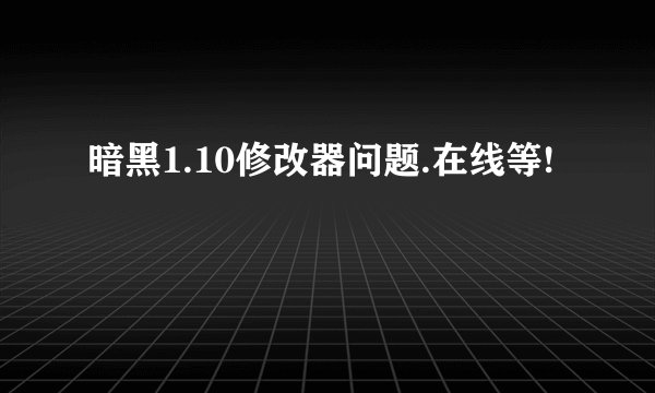 暗黑1.10修改器问题.在线等!