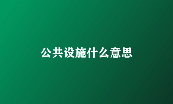 公共设施什么意思