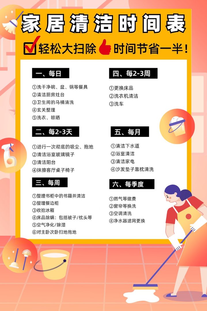 家居清洁时间表
