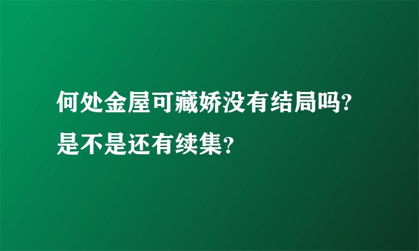 何处金屋可藏娇没有结局吗?是不是还有续集？
