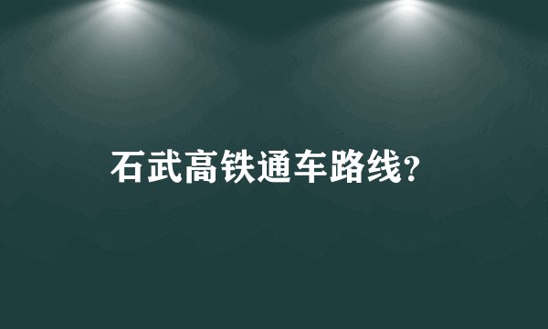 石武高铁通车路线？