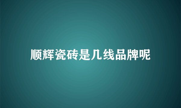 顺辉瓷砖是几线品牌呢