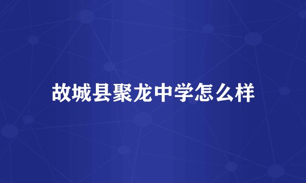 故城县聚龙中学怎么样