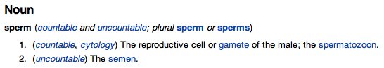 请问sperm是可数名词还是不可数名词?