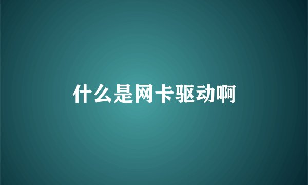 什么是网卡驱动啊
