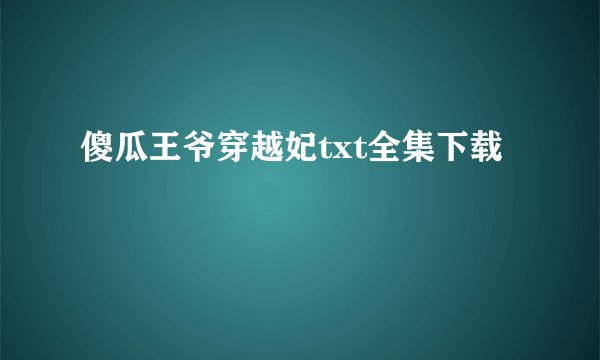 傻瓜王爷穿越妃txt全集下载