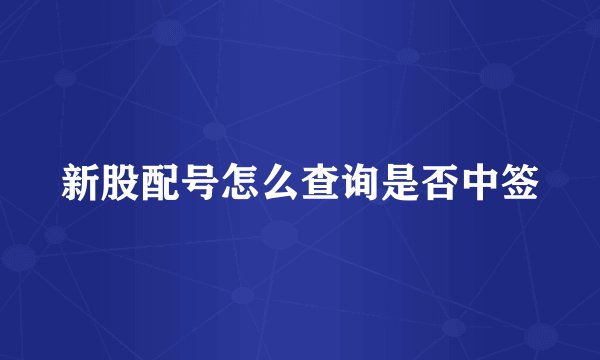 新股配号怎么查询是否中签