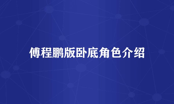 傅程鹏版卧底角色介绍