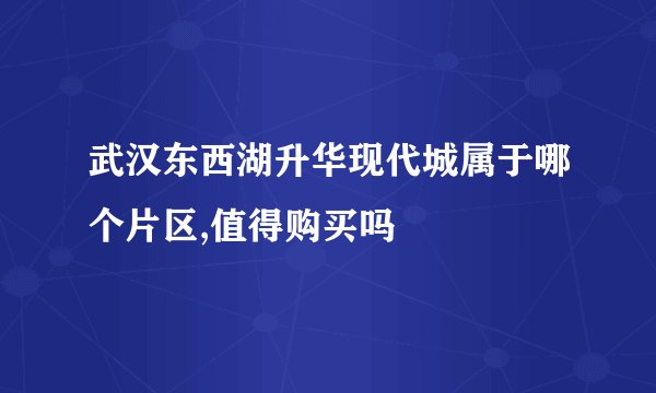 武汉东西湖升华现代城属于哪个片区,值得购买吗