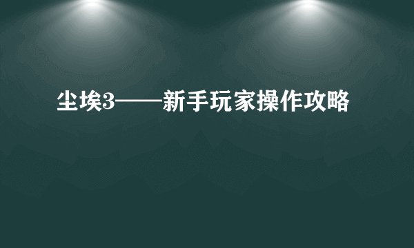 尘埃3——新手玩家操作攻略
