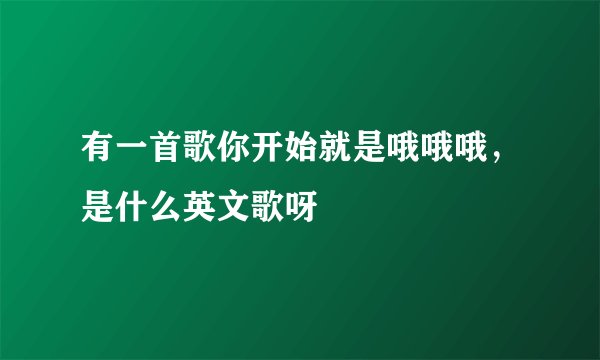 有一首歌你开始就是哦哦哦，是什么英文歌呀