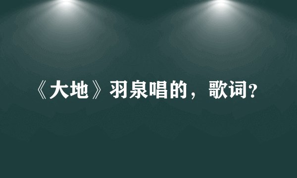 《大地》羽泉唱的，歌词？