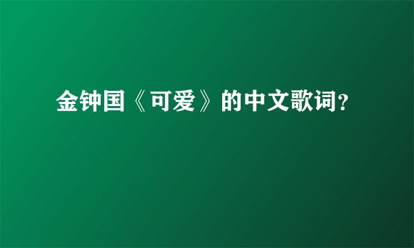 金钟国《可爱》的中文歌词？