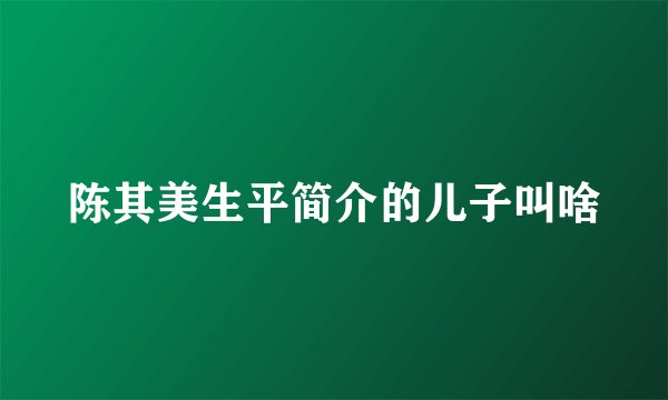 陈其美生平简介的儿子叫啥