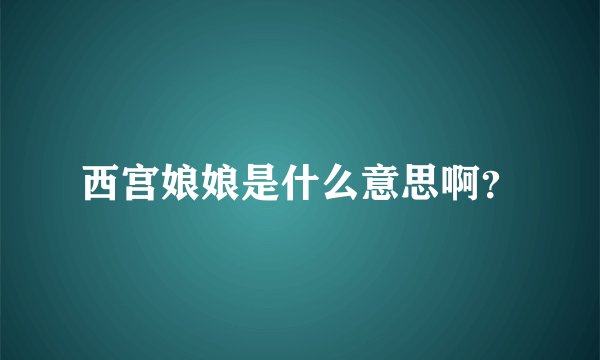 西宫娘娘是什么意思啊？