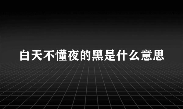 白天不懂夜的黑是什么意思