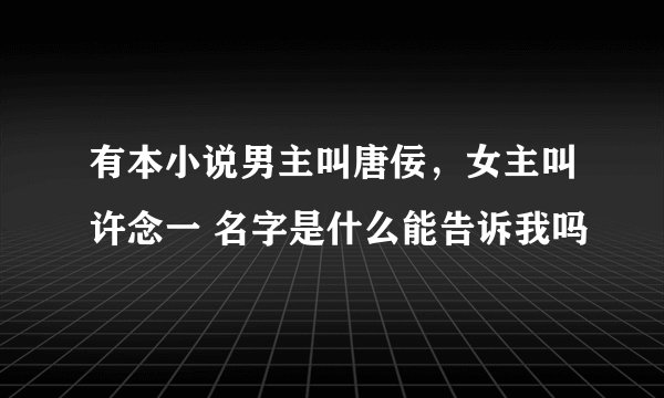有本小说男主叫唐佞，女主叫许念一 名字是什么能告诉我吗