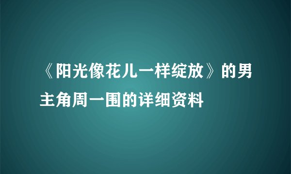 《阳光像花儿一样绽放》的男主角周一围的详细资料