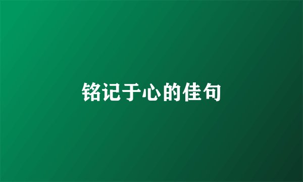 铭记于心的佳句