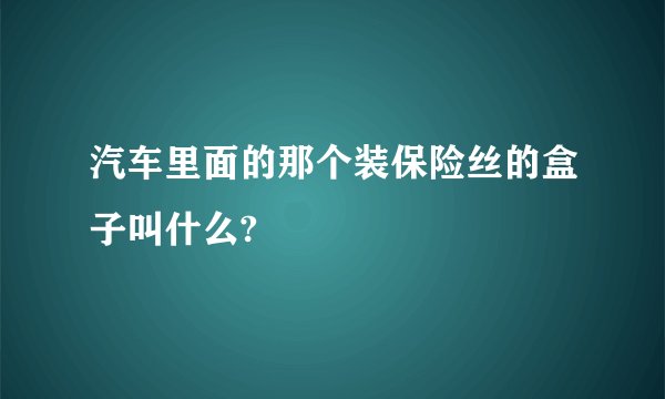 汽车里面的那个装保险丝的盒子叫什么?