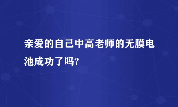 亲爱的自己中高老师的无膜电池成功了吗?
