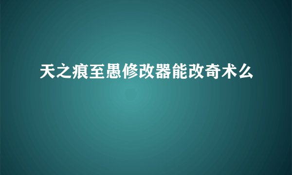 天之痕至愚修改器能改奇术么