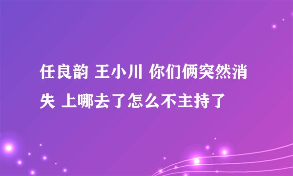 任良韵 王小川 你们俩突然消失 上哪去了怎么不主持了