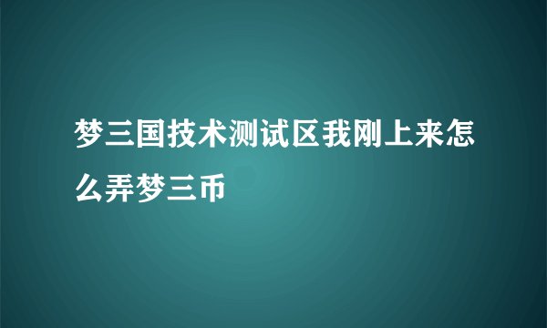 梦三国技术测试区我刚上来怎么弄梦三币