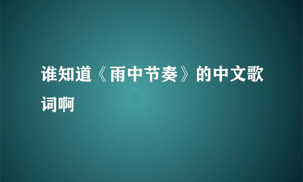 谁知道《雨中节奏》的中文歌词啊
