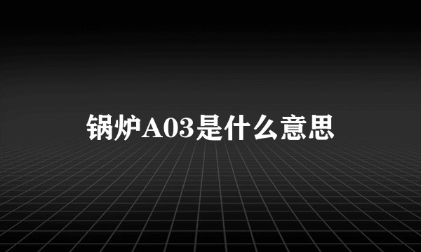 锅炉A03是什么意思