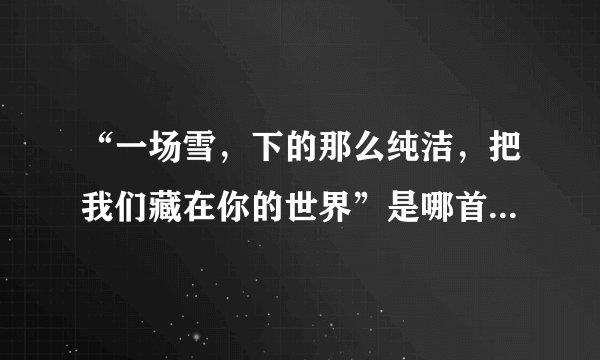 “一场雪，下的那么纯洁，把我们藏在你的世界”是哪首歌的歌词哦？