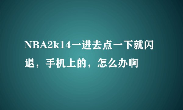 NBA2k14一进去点一下就闪退，手机上的，怎么办啊
