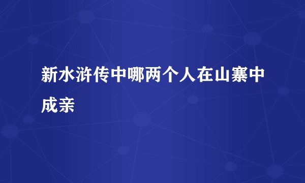新水浒传中哪两个人在山寨中成亲