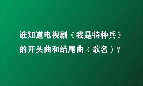 谁知道电视剧《我是特种兵》的开头曲和结尾曲（歌名）？