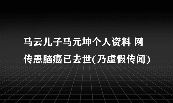 马云儿子马元坤个人资料 网传患脑癌已去世(乃虚假传闻)