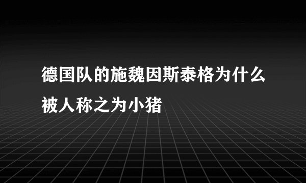 德国队的施魏因斯泰格为什么被人称之为小猪