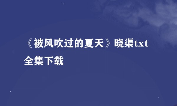 《被风吹过的夏天》晓渠txt全集下载