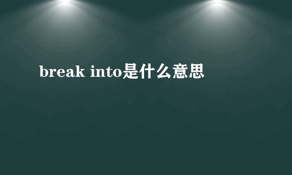 break into是什么意思