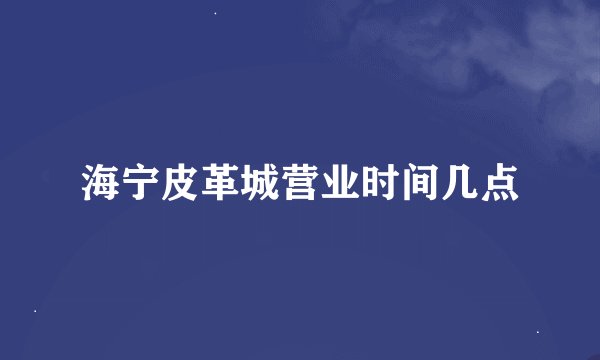 海宁皮革城营业时间几点