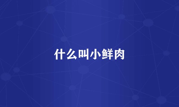 什么叫小鲜肉