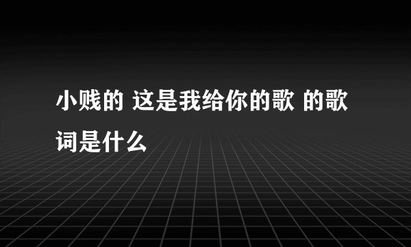 小贱的 这是我给你的歌 的歌词是什么