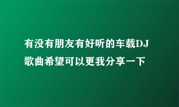 有没有朋友有好听的车载DJ歌曲希望可以更我分享一下