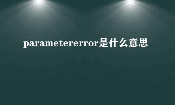 parametererror是什么意思