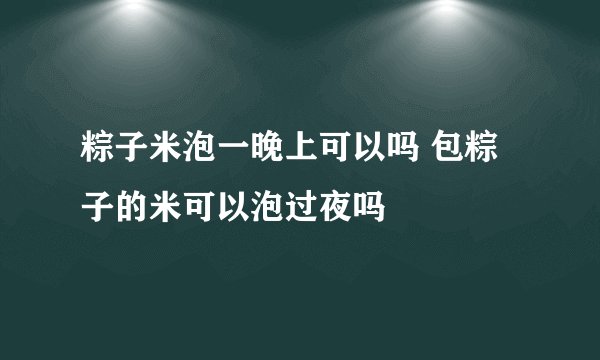 粽子米泡一晚上可以吗 包粽子的米可以泡过夜吗