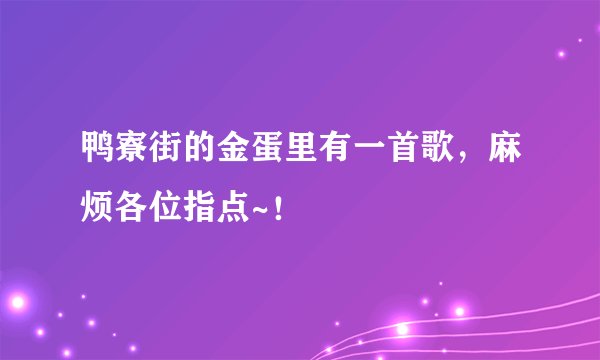 鸭寮街的金蛋里有一首歌，麻烦各位指点~！